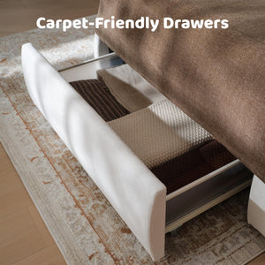 King Upholstered Wingback Storage Bed
