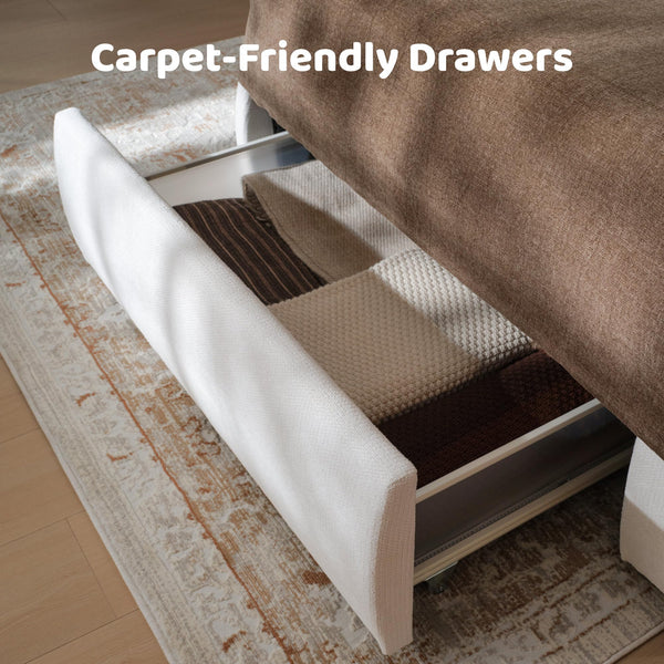 King Upholstered Wingback Storage Bed