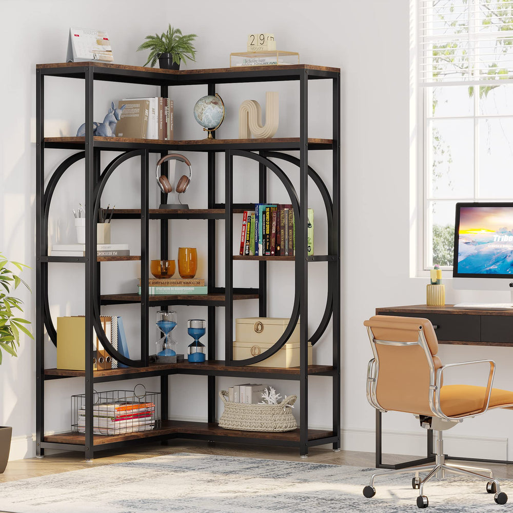 7-Shelf L-Shaped Corner Bookshelf