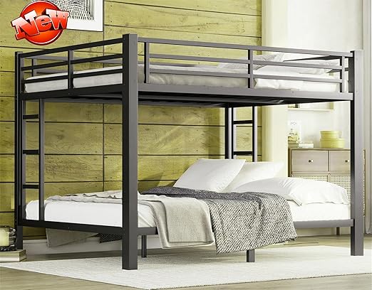 Heavy Duty Metal Bunk Bed Frame – Queen over Queen