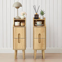 Mid-Century Modern Narrow Nightstand with 2 Drawers