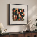 3D Solid Wood Block Wall Art – Geometric Minimalist Square Panel
