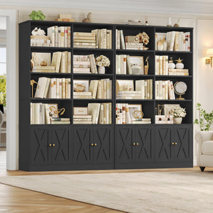 71" Tall Bookshelf with Barn Door & Storage Cabinet
