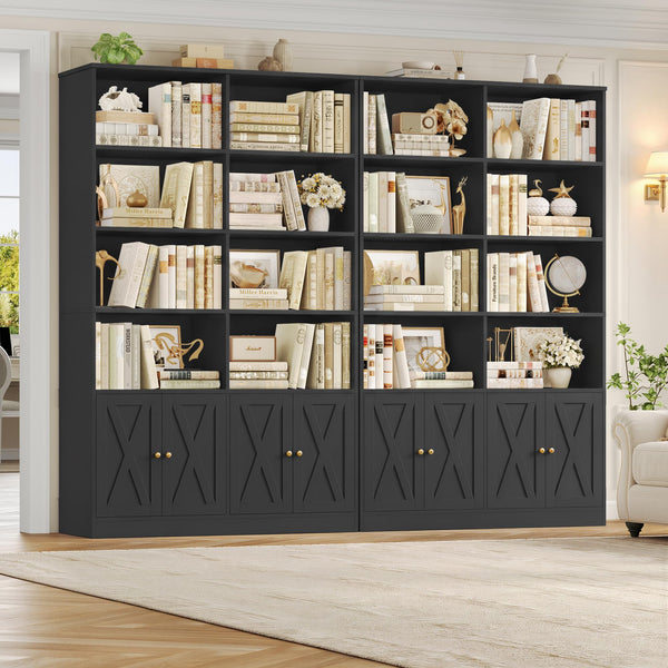 71" Tall Bookshelf with Barn Door & Storage Cabinet