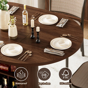 Expandable Round Oval Dining Table 40–55 Inch with Storage