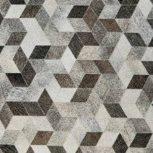 Geometric Patterned Pouf – Gray & Brown