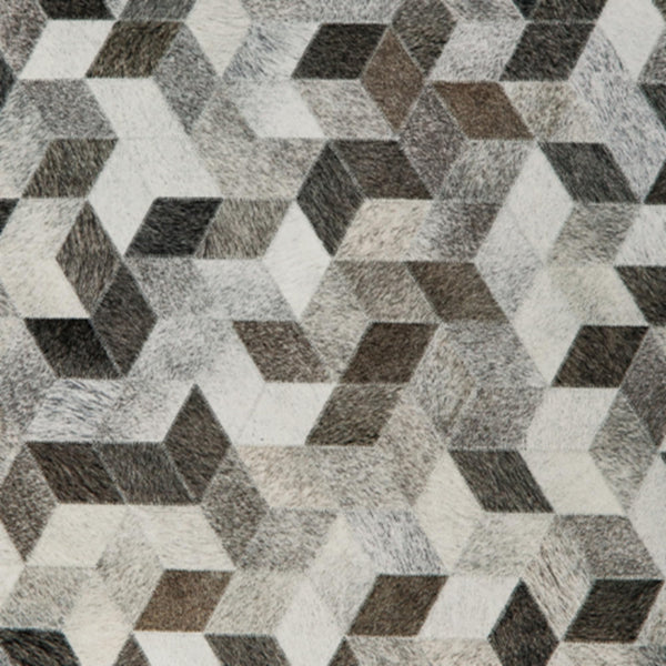 Geometric Patterned Pouf – Gray & Brown