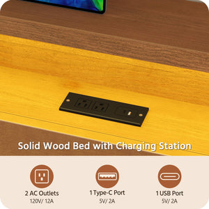 Queen Platform Bed Frame with RGB LED Headboard