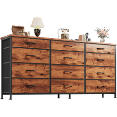 55" 12-Drawer Dresser with TV Stand – Metal Frame & Wood Top