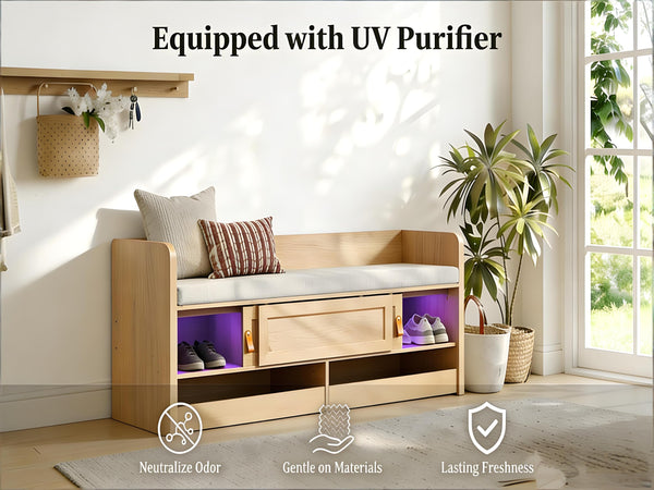 Entryway Bench with Storage & UV Shoe Organizer