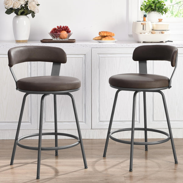 Swivel Counter Height Bar Stools Set of 2 with Back