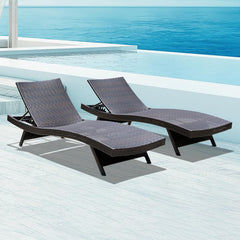 Wicker Chaise Lounge Chairs Set of 2