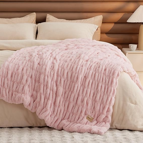 Faux Fur Throw Blanket – Double-Sided Plush 50"x60"