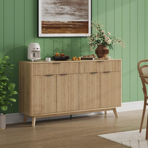 60" Buffet Sideboard Cabinet with Drawers & Wave Doors