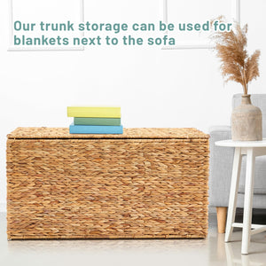 Water Hyacinth Wicker Storage Trunk with Lid