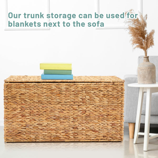 Water Hyacinth Wicker Storage Trunk with Lid