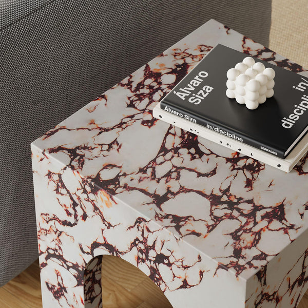 Arched Concrete Side Table with Faux Stone Finish