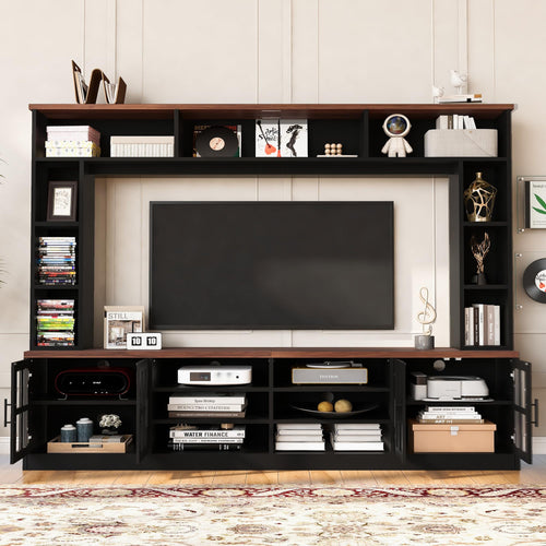 4-Piece Wall Unit Entertainment Center with Bookshelf