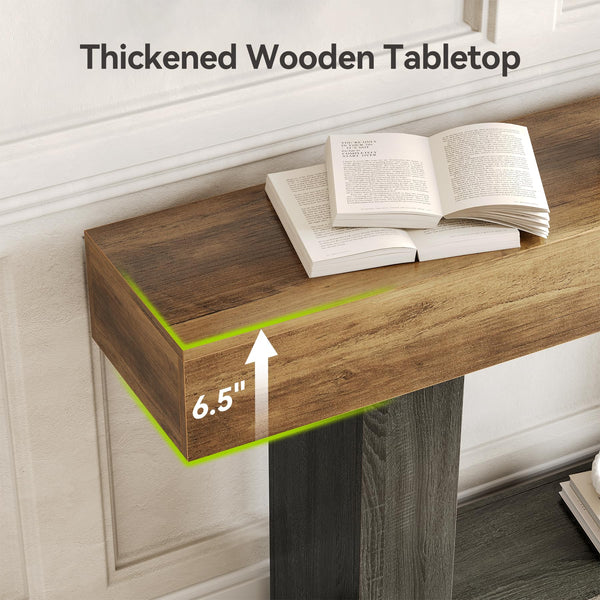 63-Inch 2-Tier Console Table | Farmhouse Sofa & Entryway Table