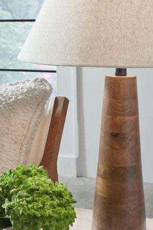 Wood Base Empire Shade Table Lamp with 3-Way Switch
