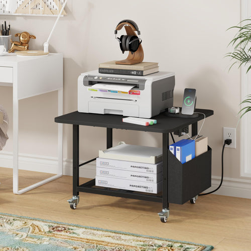 2-Tier Printer Stand with Power Outlet and Storage