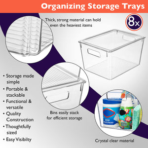 Clear Plastic Storage Bins with Lids – 8-Pack Large Organizer Bins