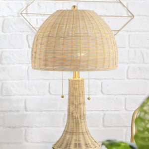 Bohemian Rustic Rattan LED Table Lamp 22"