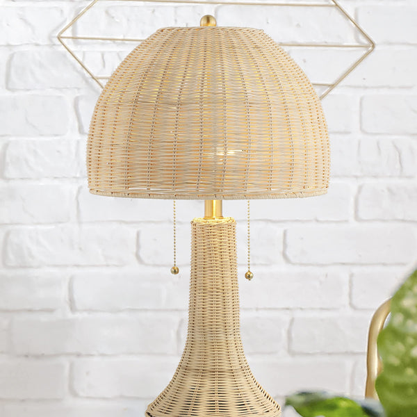 Bohemian Rustic Rattan LED Table Lamp 22"