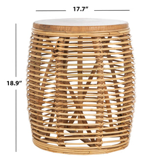 Safavieh Home Maui Coastal Natural Rattan Drum Stool Table