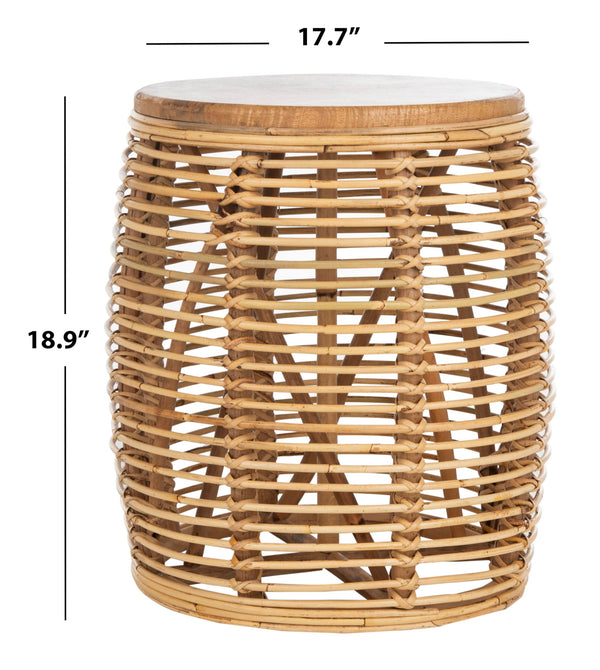 Safavieh Home Maui Coastal Natural Rattan Drum Stool Table