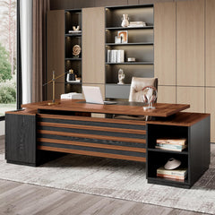 L-Shaped Executive Desk with Storage & Power Outlet, 78"