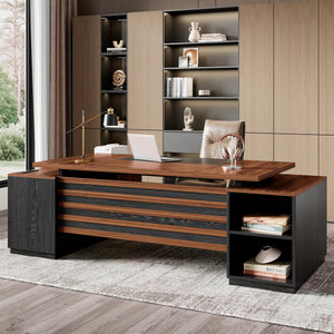 L-Shaped Executive Desk with Storage & Power Outlet, 78"