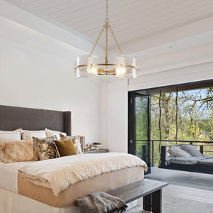 Round Glass Chandelier 22-Inch | Dining Room & Foyer Ceiling Light