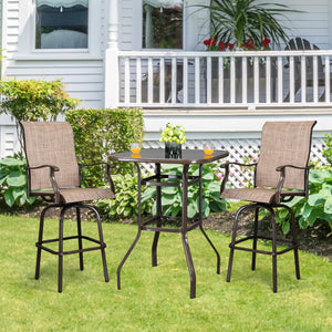 Outdoor Bar Height Table with Square Tempered Glass Top