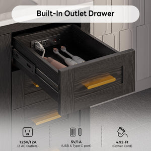 36-Inch Black Bathroom Vanity with Sink and Storage