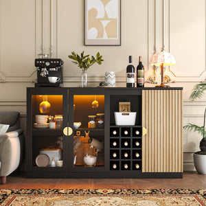 55" Bar Cabinet with RGB LED Light & Wine Rack