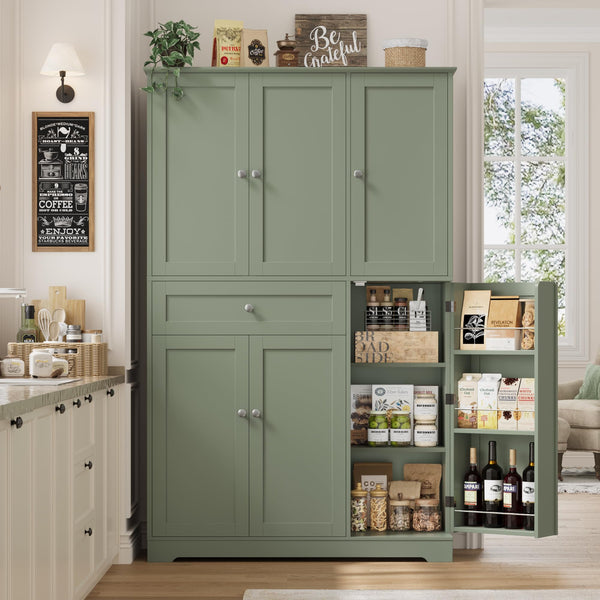 68" Tall Kitchen Pantry Storage Cabinet with Doors & Shelves