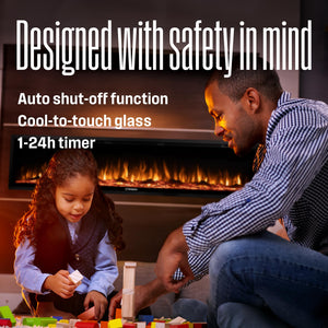 60-Inch Recessed Electric Fireplace Heater with Color Changing Flames