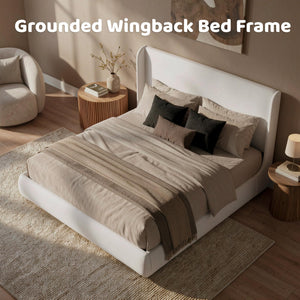 King Upholstered Wingback Platform Bed Frame