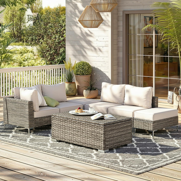 Outdoor Rattan Coffee Table with Storage
