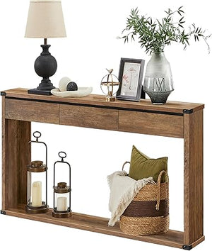 Console Table with 3 Drawers & Bottom Shelf – Farmhouse Style