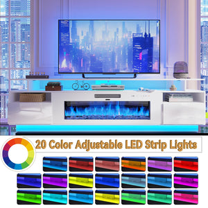 70" Electric Fireplace TV Stand with LED Lighting & Charging Station