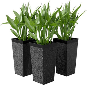 Tall Outdoor Planters Set of 3 with Wheels & Drainage
