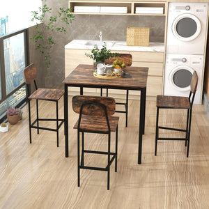 5-Piece Counter Height Dining Table Set with 4 Bar Stools