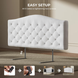 Tufted Upholstered Headboard – Queen & King | Chenille Fabric, 4" Cushion