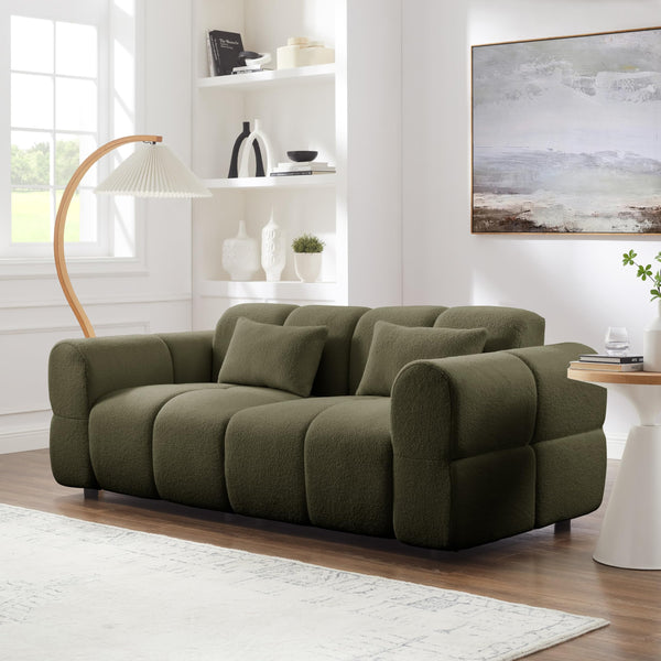 Modern 3-Seater Loveseat Sofa with Lambswool Upholstery