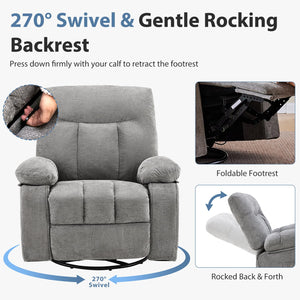Swivel Recliner Chair with Massage, Heating & Footrest