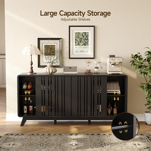 62" Sideboard Buffet Cabinet with Sliding Doors & 4 Drawers