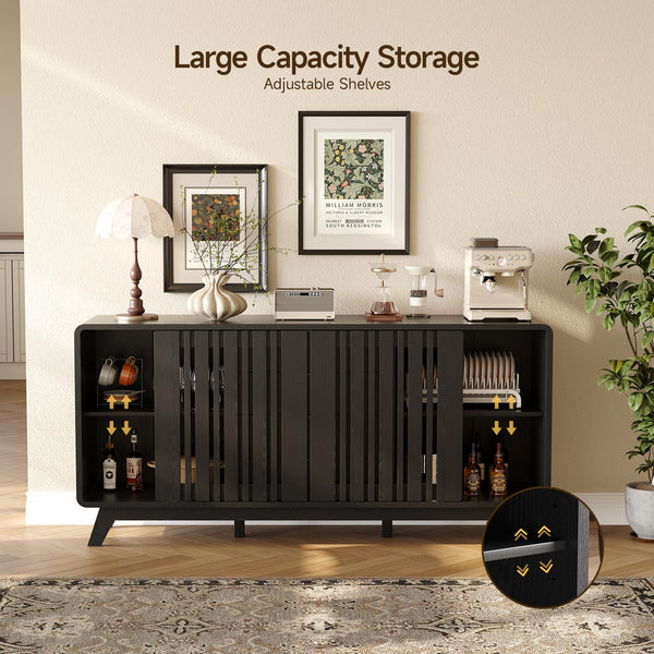 62" Sideboard Buffet Cabinet with Sliding Doors & 4 Drawers