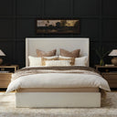 Queen/King Wingback Upholstered Platform Bed Frame